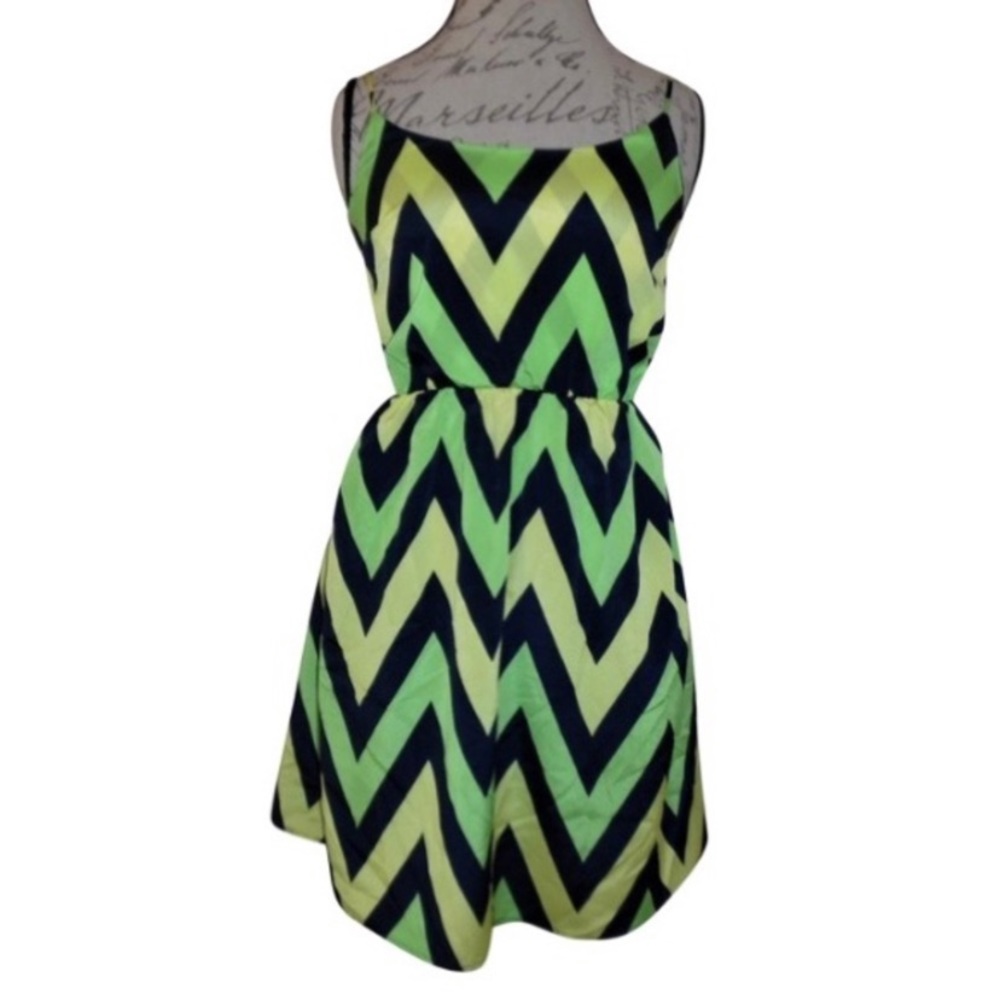 TYCHE | Chevron Print Peek-A-Boo Waist Mini Dress
